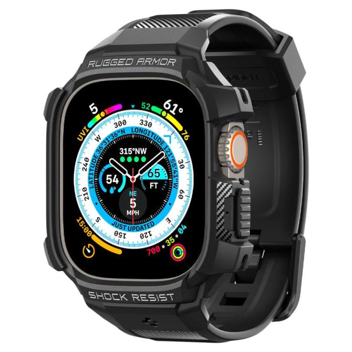 Bild 2, Spigen Apple Watch Ultra 49 mm Skal/Armband Rugged Armor 'Pro' Svart