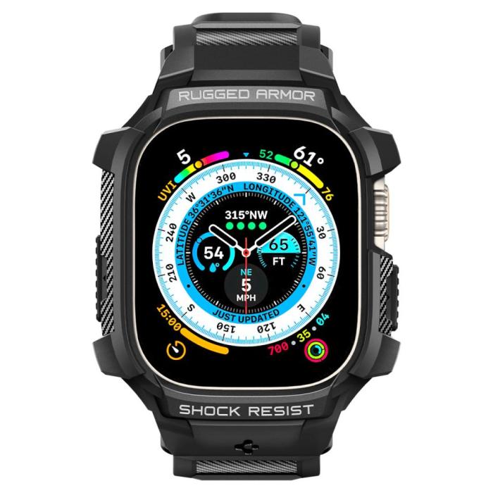 Bild 3, Spigen Apple Watch Ultra 49 mm Skal/Armband Rugged Armor 'Pro' Svart