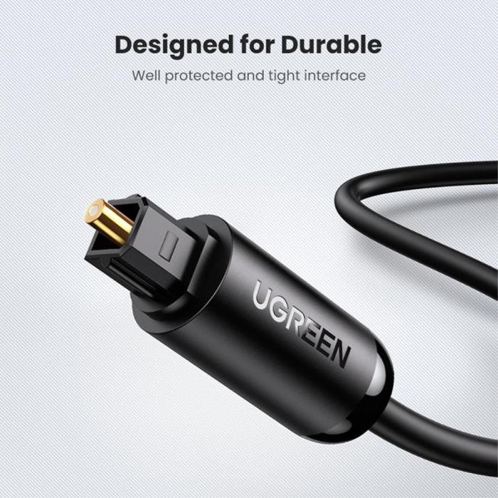 Bild 5, UGREEN 1m Optisk Ljudkabel Toslink Svart
