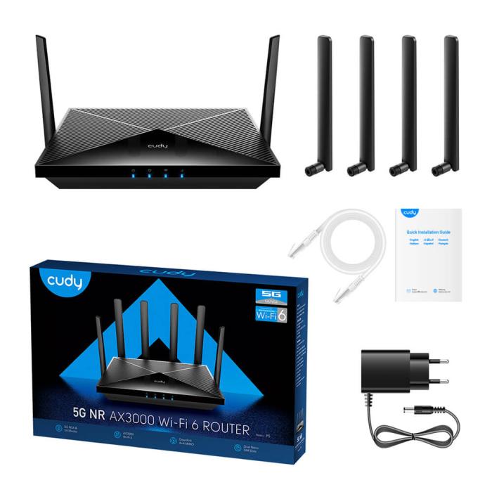 Bild 4, Cudy 5G Router P5 Rel 16 AX3000 Gigabit Dual-SIM Svart