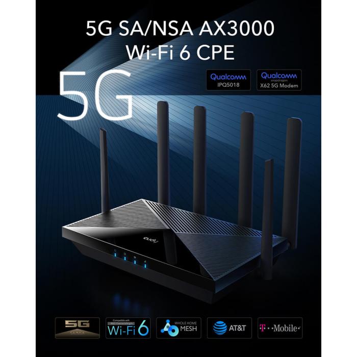 Bild 5, Cudy 5G Router P5 Rel 16 AX3000 Gigabit Dual-SIM Svart
