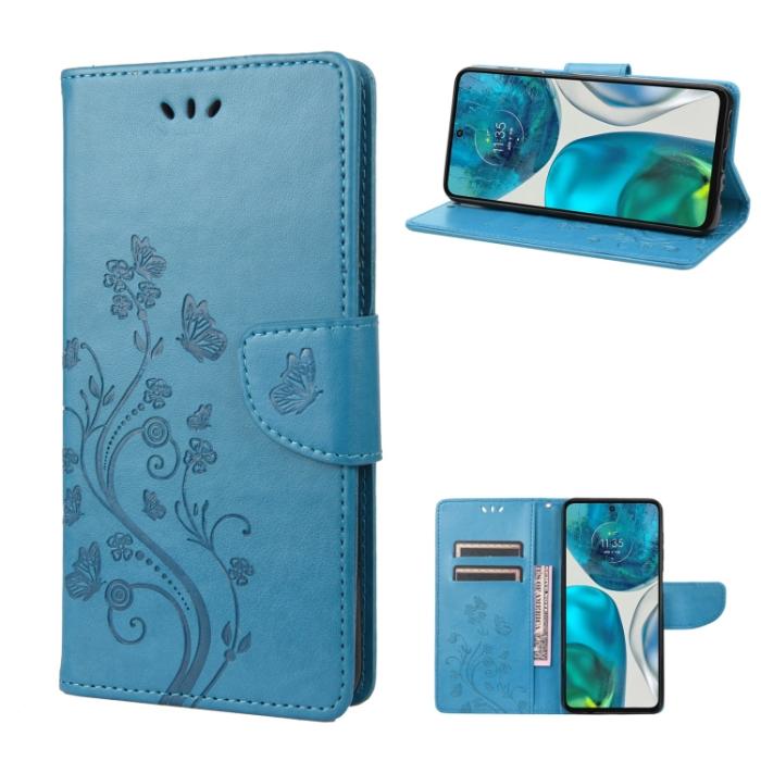 Bild 1, Motorola Moto G52/G82 Fodral Blommigt Tryck Blå