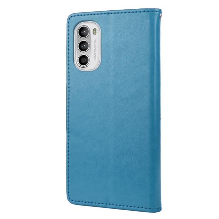 Bild 3, Motorola Moto G52/G82 Fodral Blommigt Tryck Blå