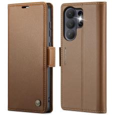 CASEME Samsung Galaxy S26 Ultra Fodral RFID L&auml;der Brun