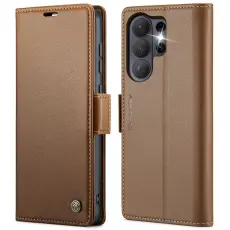 CASEME Samsung Galaxy S26 Ultra Fodral RFID L&auml;der Brun