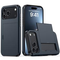 iPhone 17 Pro Max Skal Hybrid Med Kortfack M&ouml;rk Bl&aring;