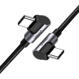 Ugreen 1m 3A Elbow USB-C PD QC FPC Flätad Nylon Kabel Svart/Grå