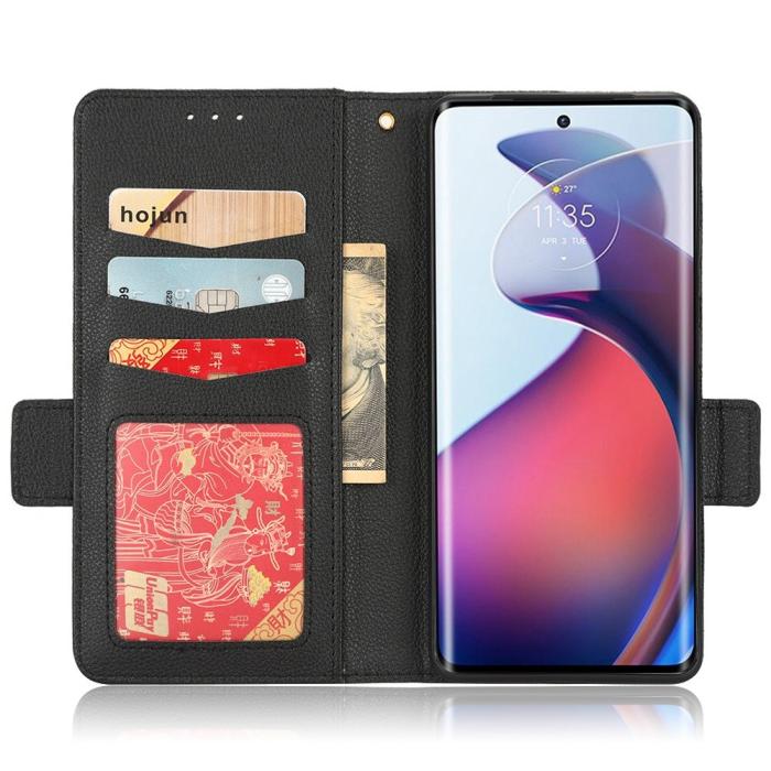Bild 2, Motorola Edge 30 Fusion 5G Fodral Litchi Läder Svart