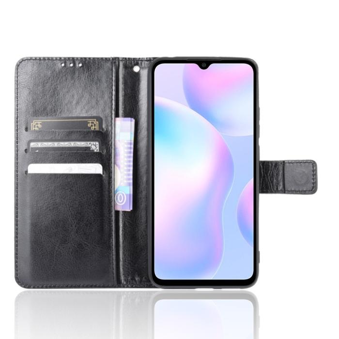 Bild 5, Xiaomi Redmi 9A - Crazy Horse Fodral - Svart