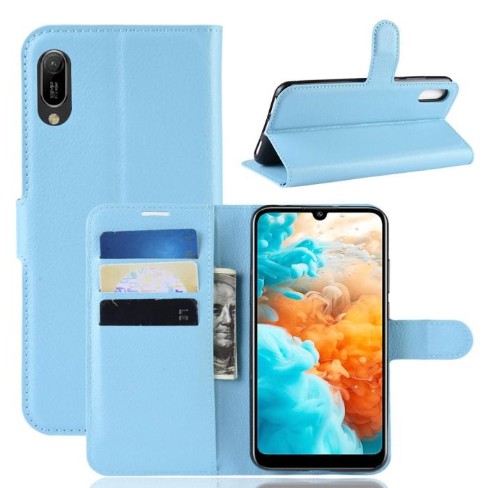 Bild 1, Huawei Y6 (2019) - Litchi Plånboksfodral - Ljus Blå