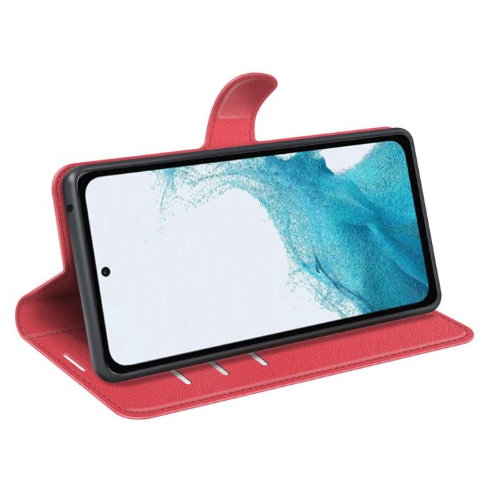 Bild 3, Samsung Galaxy A54 5G Fodral Litchi Läder Röd