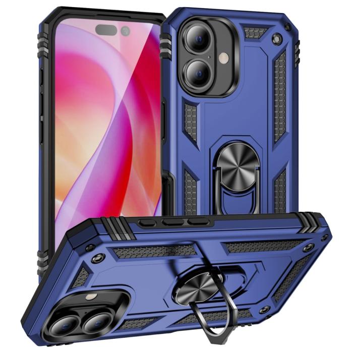 Bild 1, iPhone 16 Plus Skal Med Ring Hybrid Blå