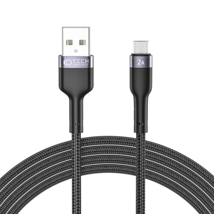 Bild 1, Tech-Protect 2m 2.4A MicroUSB UltraBoost Laddkabel Svart