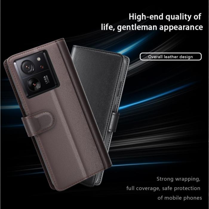 Bild 4, Xiaomi 13T / 13T Pro Fodral Premium Äkta Läder Svart
