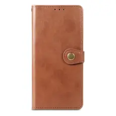 iPhone XS Max Fodral Solid L&auml;der Magnetisk M&auml;ssing Brun