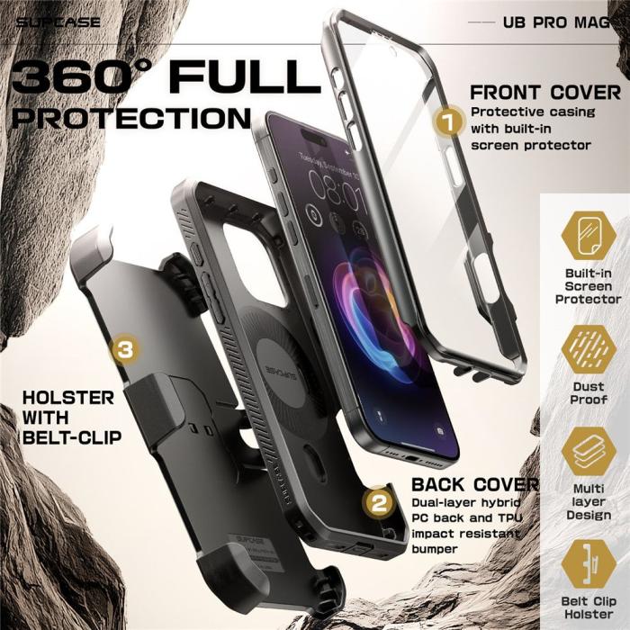 Bild 5, Supcase iPhone 16 Pro Skal MagSafe Unicorn Beetle Pro Svart