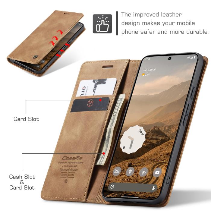 Bild 3, CASEME Google Pixel 11 Pro XL Fodral RFID Läder Brun