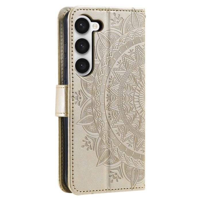 Bild 6, Samsung Galaxy S23 Fodral Mandala Läder Guld