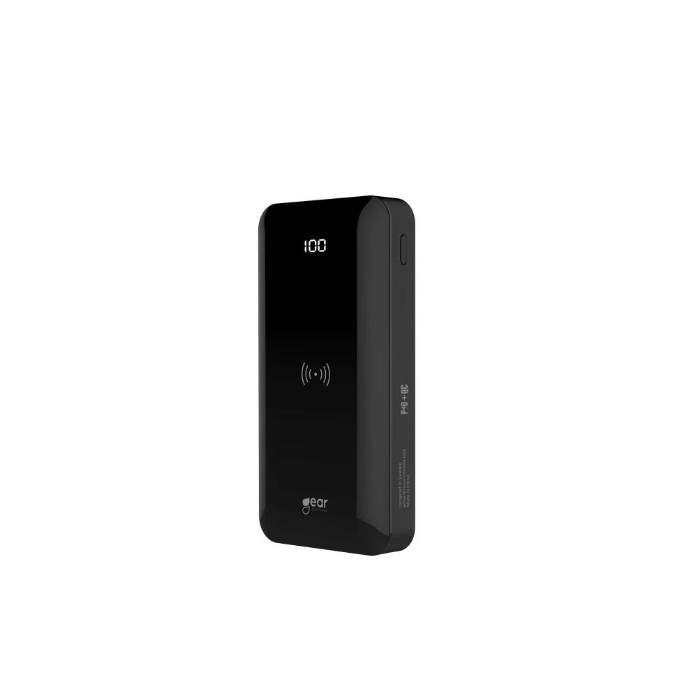 GEAR Powerbank 10000 mAh Trådlös 5W Qi 3A LED Svart