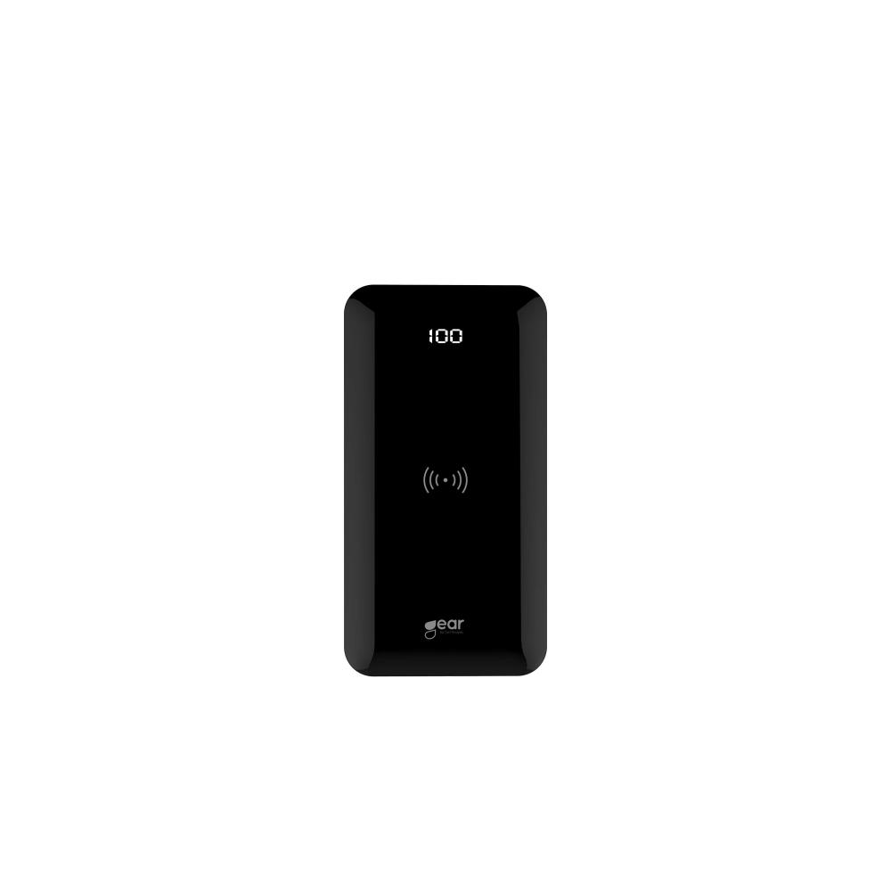 GEAR Powerbank 10000 mAh Trådlös 5W Qi 3A LED Svart