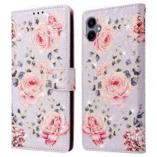 Samsung Galaxy A07 Fodral RFID L&auml;der Rosa Blommor