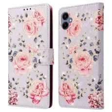 Samsung Galaxy A07 Fodral RFID L&auml;der Rosa Blommor