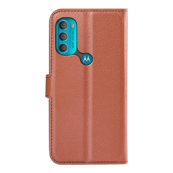Bild 3, Motorola Moto G71 Fodral Litchi Textur Brun