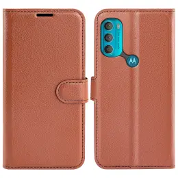 Motorola Moto G71 Fodral Litchi Textur Brun