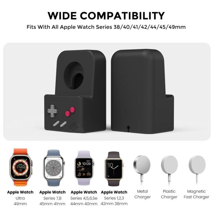 Bild 2, AHASTYLE Apple Watch Laddningsställ Gamepad Silikon Svart