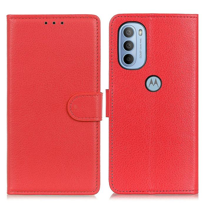 Bild 1, Motorola Moto G31 / G41 Fodral Litchi Läder Röd