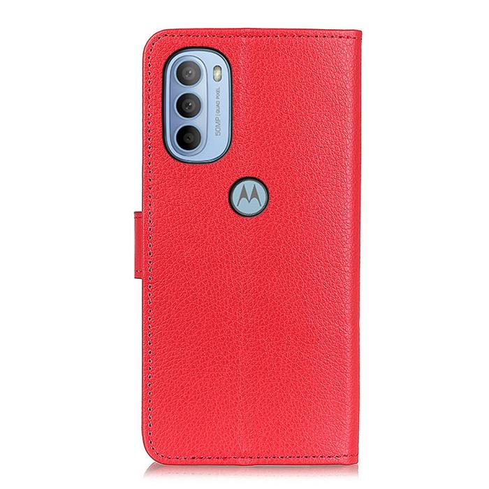 Bild 3, Motorola Moto G31 / G41 Fodral Litchi Läder Röd