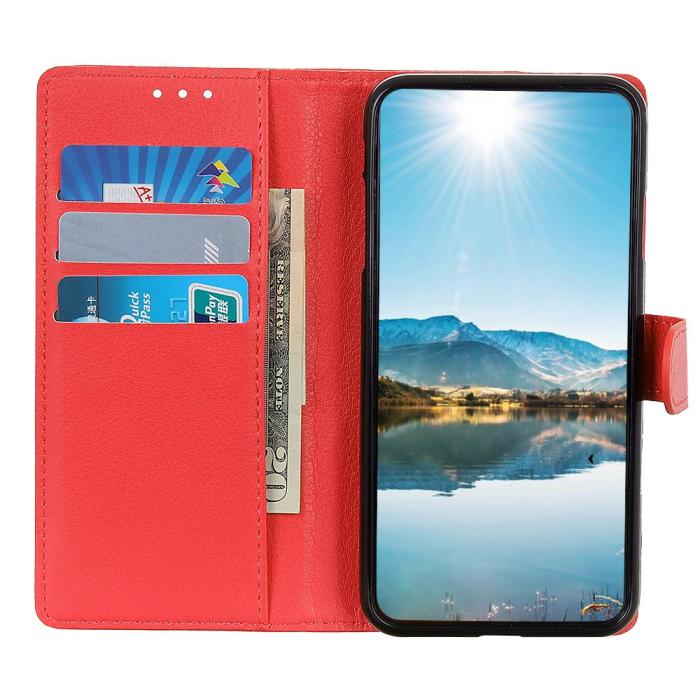 Bild 4, Motorola Moto G31 / G41 Fodral Litchi Läder Röd