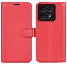 Xiaomi 14T Fodral Litchi L&auml;der R&ouml;d
