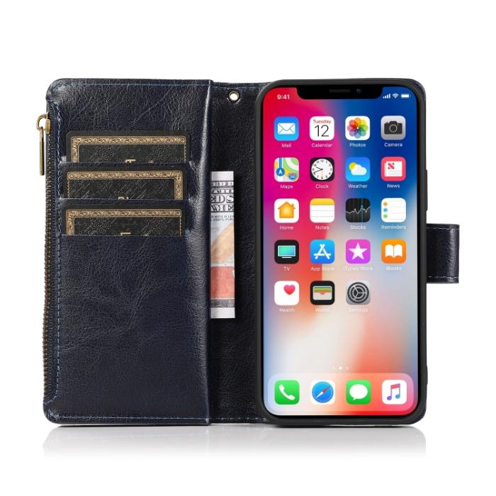 Bild 4, iPhone 14 Fodral 9-kort Multifunktionell Läder Svart