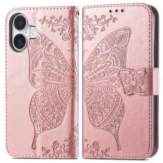 iPhone 16 Fodral Fjäril Tryck Roséguld