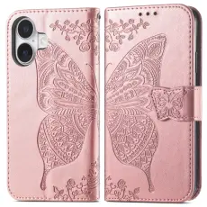 iPhone 16 Fodral Fjäril Tryck Roséguld