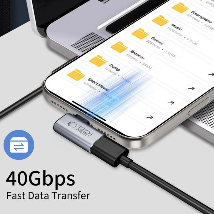 Bild 3, Tech-Protect USB-C - USB-C Adapter UltraBoost Grå