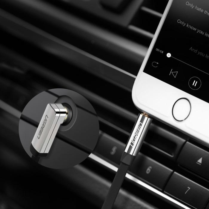 Bild 3, Ugreen 5m 3.5 mm AUX Ljudkabel Trasselfri Silver
