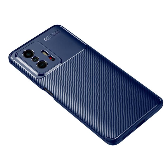 Bild 3, Xiaomi 11T / 11T Pro Skal Kolfiber Textur Blå