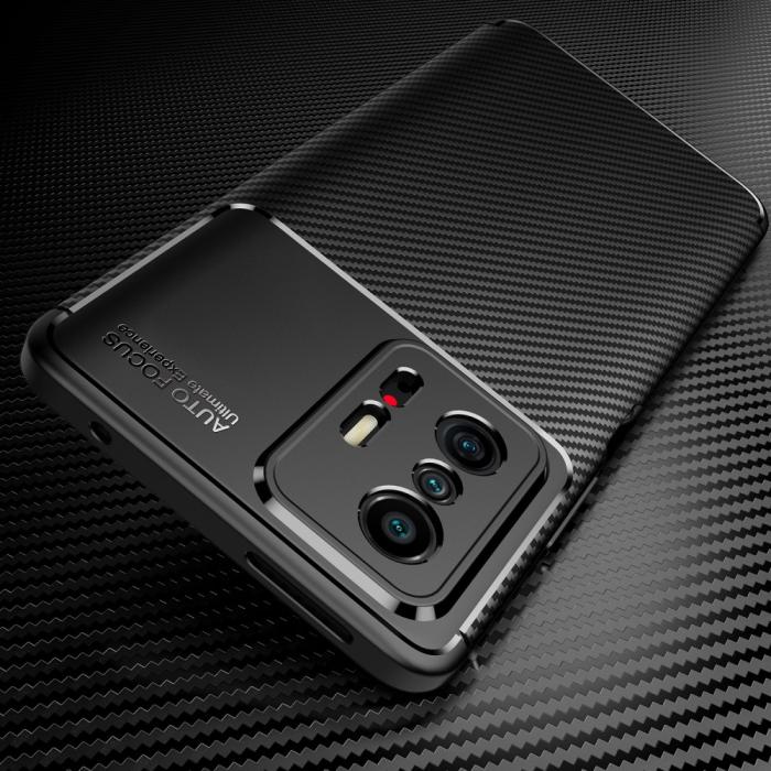 Bild 4, Xiaomi 11T / 11T Pro Skal Kolfiber Textur Blå