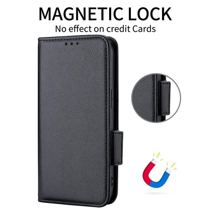 Bild 4, Motorola Edge 30 Fusion 5G Fodral Litchi Läder Svart