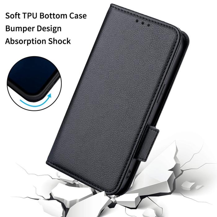 Bild 5, Motorola Edge 30 Fusion 5G Fodral Litchi Läder Svart