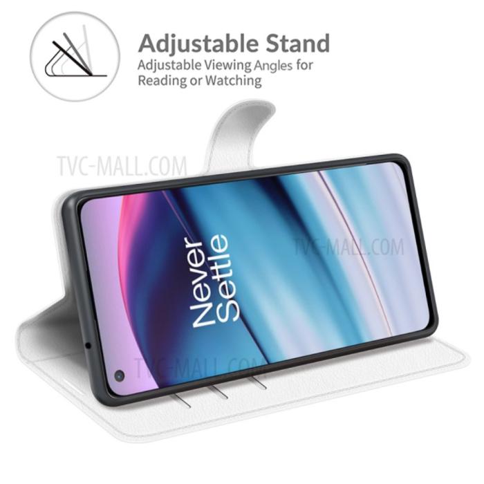 Bild 2, OnePlus Nord CE 5G - Litchi Läder Fodral - Vit