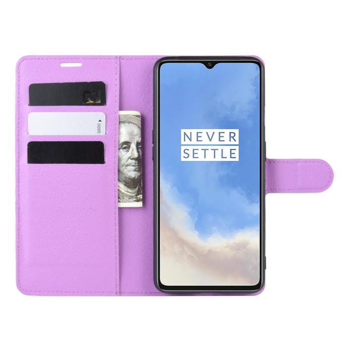 Bild 5, OnePlus 7T - Litchi Plånboksfodral - Lila