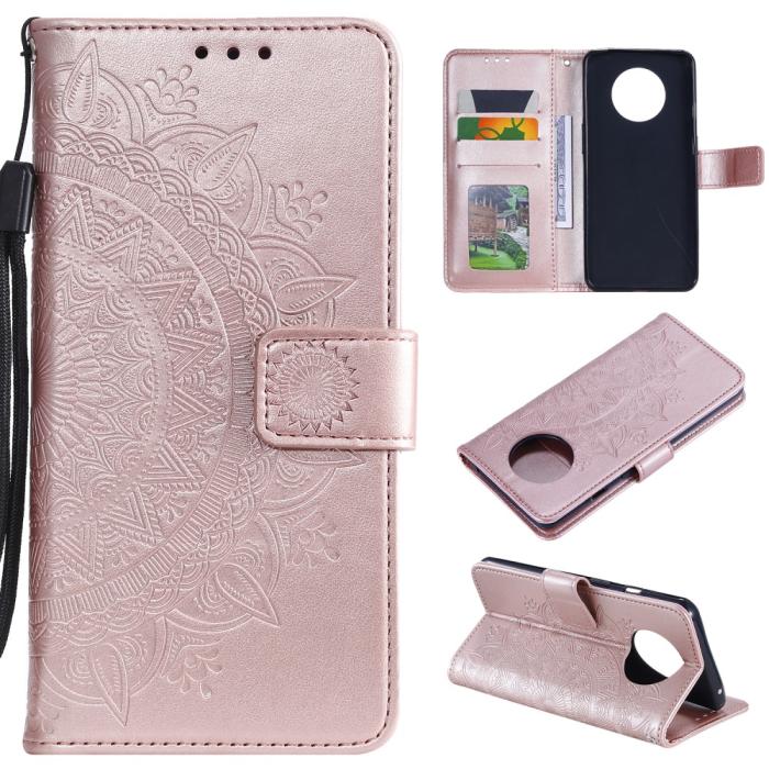 Bild 1, OnePlus 7T - Mandala Plånboksfodral - Roséguld