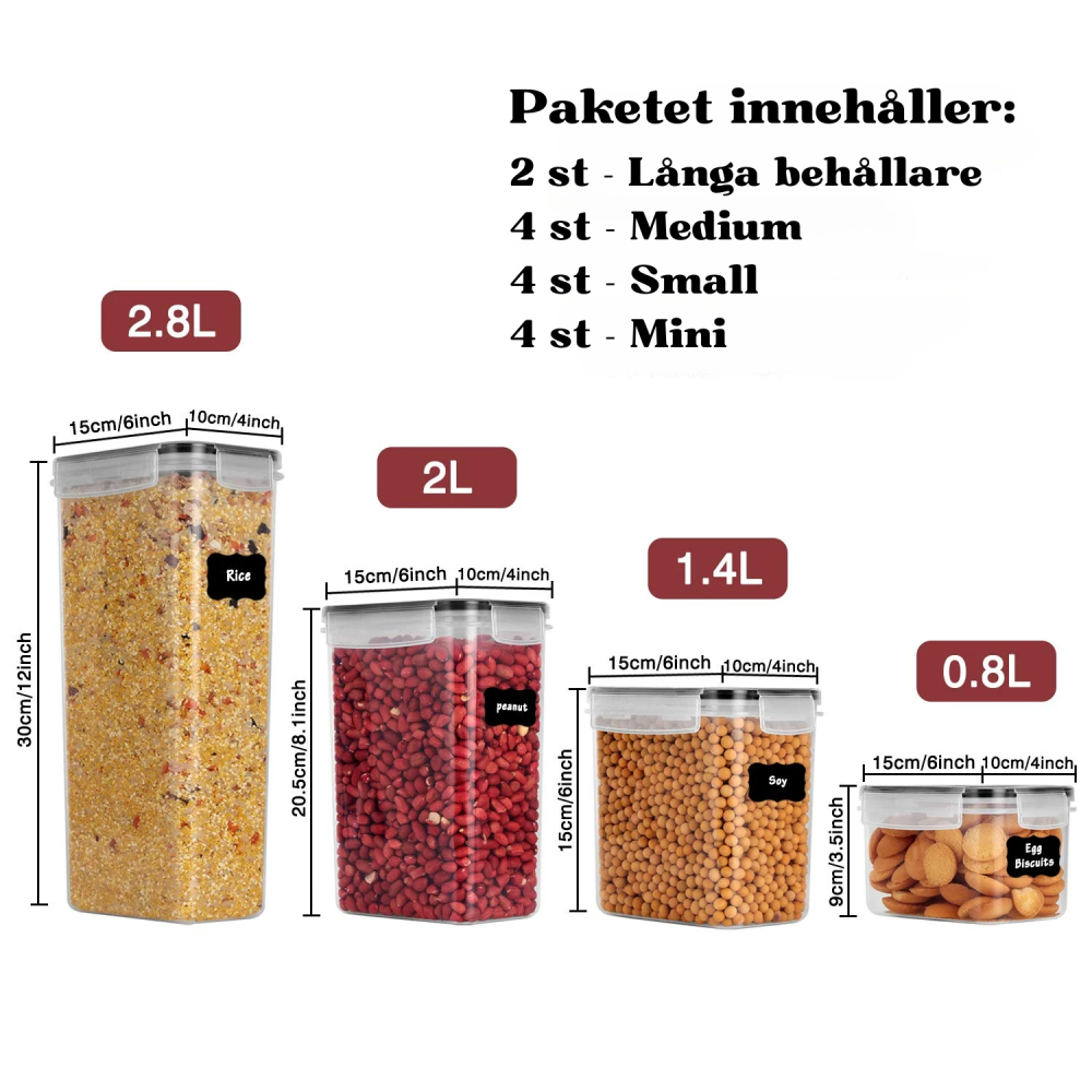 14st Förvarningsburkar - Lufttäta burkar med lock