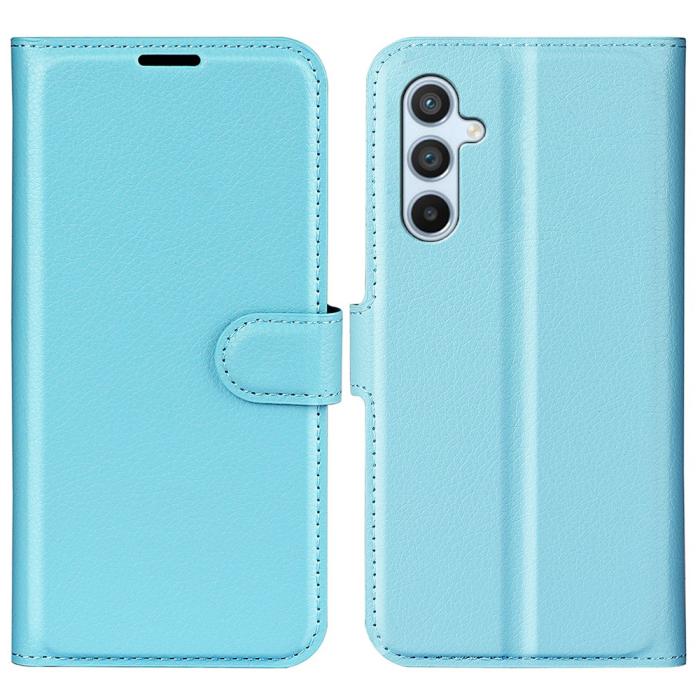 Bild 1, Samsung Galaxy A54 5G Fodral Litchi Läder Ljus Blå