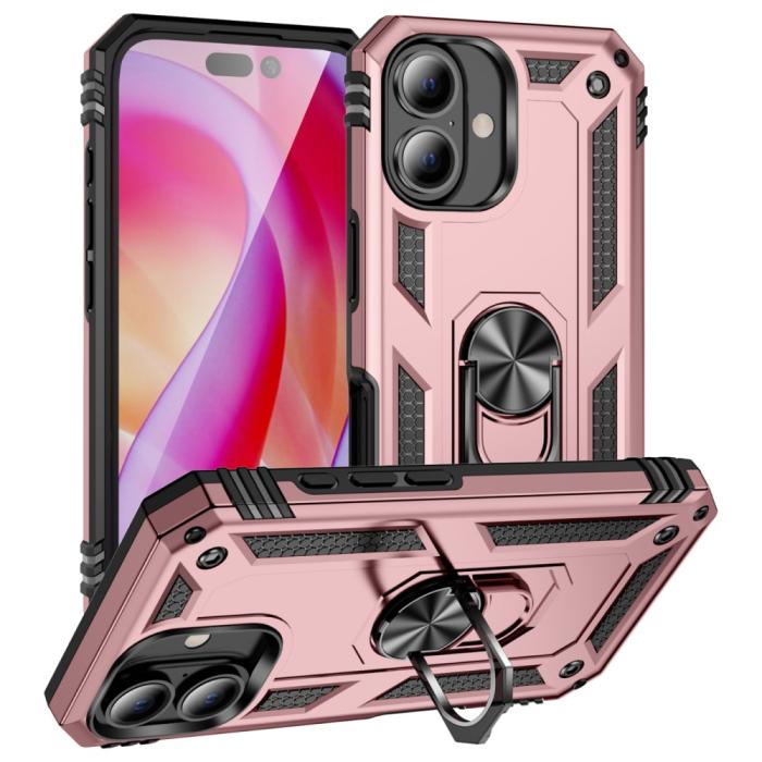 Bild 1, iPhone 16 Plus Skal Med Ring Hybrid Roséguld