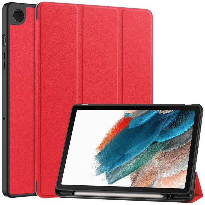Bild 1, Samsung Galaxy Tab A9 Plus Fodral Tri-Fold Pennhållare Röd