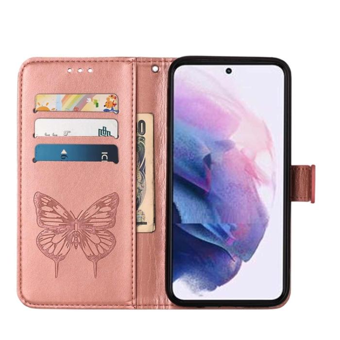 Bild 3, Samsung Galaxy S22 Fodral Butterfly Läder Roséguld